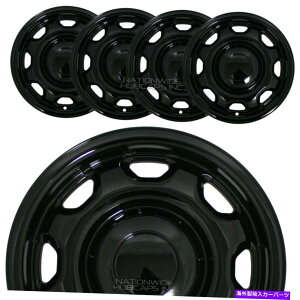 Wheel Covers Set of 4 4�u���b�NF150 XL 17 �z�C�[���X�L���n�u�L���b�v8�{�̃X���b�g�X�`�[���E�����J�o�[�̂��߂�2010�N����2020�N 4 Black 2010-2020 for F150 XL 17 Wheel Skins Hub Caps 8 Slot Steel Rim Covers �y���s