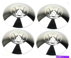 Wheel Covers Set of 4 4N[zC[LbvLATE VWr[goXGHIA^Cv-3 Vanagonh[^̃Zbg Set of 4 Chromed Hubcaps LATE VW Beetle Bus Ghia Type-3 Vanagon Half-Moon Domed