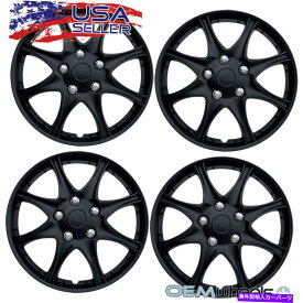 Wheel Covers Set of 4 4新しいOEMマットブラック16" ハブキャップをはめあいスバルSUV車センターホイールセットをカバー 4 New OEM Matte Black 16" Hub Caps Fits Subaru SUV Car Center Wheel Covers Set