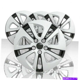 Wheel Covers Set of 4 シルバー/ブラック - 16-18トヨタプリウスつ/ 4人用4 15" 5スポークホイールカバーのセット Set of 4 15" 5 Spoke Wheel Covers for 16-18 Toyota Prius Two/Four - Silver/Black