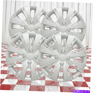 Wheel Covers Set of 4 4Vo[8̃ZbǵA2012N2015Ng^X̂߂15" zC[Jo[̃X|[N Set of 4 Silver 8 Split Spoke 15" Wheel Covers for 2012-2015 Toyota Yaris
