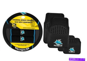 Wheel Covers Set of 4 2NkSHARKS NRLԂ̃XeAOzC[Jo[+ 4tA}bg̃Zbg SET OF 2 CROA SHARKS NRL CAR STEERING WHEEL COVER + 4 FLOOR MATS