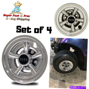 Wheel Covers Set of 4 }nStJ[g̃zC[́A4 EZGOStJ[p[cV8" ɐݒSSN[Jo[ Yamaha Golf Cart Wheel Covers SS Chrome 8" Set Of 4 Ezgo Golf Car Parts New