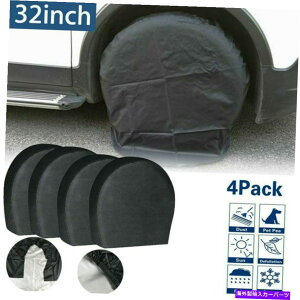Wheel Covers Set of 4 hveN^[32" LsOJ[4zC[^CRVg[[̃Zbg^CJo[ Tire Covers Set Of 4 Wheel&Tyre RV Trailer Camper Waterproof Sun Protector 32"