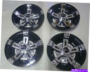 Wheel Covers Set of 4 StJ[gEZGO}nNuJ[8" }[xbNubN| 4̃N[zC[Jo[Zbg Golf Cart EZGO Yamaha Club Car 8" Maverick Black|Chrome Wheel Cover Set of 4