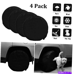 Wheel Covers Set of 4 �h��300D�^�C����4�֗p��RV�g���[���[�L�����s���O�J�[�Ԃ̃g���b�N���̃Z�b�g���J�o�[ Waterproof 300D Tire Covers Set Of 4 Wheel For RV Trailer Camper Car Truck Black �y���s�A���i�z
