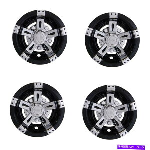 Wheel Covers Set of 4 jo[TE8" StJ[g̃nuLbvzC[Jo[AXxKXN[/ 4̍Zbg Universal 8" Golf Cart Hub Cap Wheel Cover, Vegas Chrome / Black Set of 4