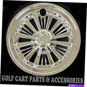 Wheel Covers Set of 4 CHROME 8" ゴルフカートのハブキャップ - EZGO、CLUB CAR、4輪NEWカバーのYAMAHAセット CHROME 8" Golf Cart Hub Caps - EZGO, CLUB CAR, YAMAHA Set of 4 Wheel Covers NEW
