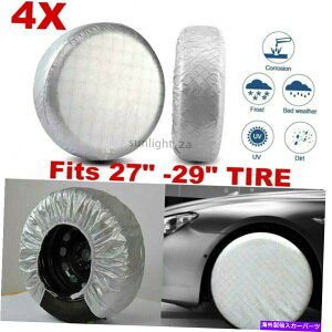 Wheel Covers Set of 4 4^C̃ZbǵAhveN^[tBbg27ԂRVLsOJ[zC[Jo[u-29v Set of 4 Tire Covers Car RV Motorhome Wheel Waterproof Sun Protector Fit 27"-29"