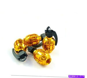 Wheel Covers Set of 4 4̎֒eS[hJ[zC[^Cou_XgLbvJo[^CVKZbg Grenade Gold Car Wheel Tyre Valve Dust Caps Covers Tire New Set of 4