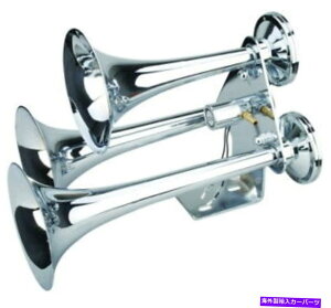 Train Horn �V����12V�g���v���g�����y�b�gCHROME�G���N�g���b�N�G�A�z�[��152�f�V�x������ȑ傫�ȉ�TRAIN New 12v Triple Trumpet CHROME Electric Air Horn 152db HUGE LOUD Sound TRAIN �y���s�A���i�z