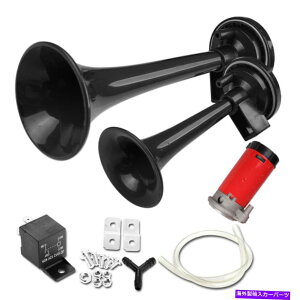 Train Horn X[p[Eh178DBԂ̃gbNԃ{[gfAgybgGA[z[RvbT[12V / 24V Super Loud 178DB Car Truck Train Boat Dual Trumpet Air Horn Compressor 12V/24V