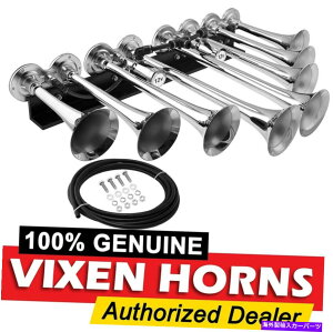 Train Horn ���E�h�g���b�N/�����ԗpVIXEN HORNS�d�ԃG�A�z�[��8�g�����y�b�g�N�������b�L�T�E���h�f�V�x�� VIXEN HORNS Train Air Horn 8 Trumpets Chrome Plated for Truck/Car Loud Sound dB �y���s�A���i�z
