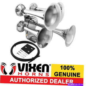 Train Horn ���E�h�g���b�N/�����ԗpVIXEN HORNS�d�ԃG�A�z�[��4�g�����y�b�g�N�������b�L�T�E���h�f�V�x�� VIXEN HORNS Train Air Horn 4 Trumpets Chrome Plated for Truck/Car Loud Sound dB �y���s�A���i�z