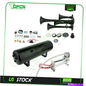 Train Horn gbN̎ԃZ~EVXê߂3 GAL 4̃EhgybgGA^N200psigCz[Lbg 3 GAL 4 Loud Trumpets Air Tank 200psi Train Horn Kit for Truck Car Semi System