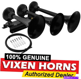 Train Horn VIXEN HORNS電車エアホーントラック/車/ SUVラウドサウンドdBの12V用3トランペットブラック VIXEN HORNS Train Air Horn 3 Trumpets Black for Truck/Car/SUV Loud Sound dB 12v