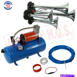 Train Horn dԃz[LbgEhfA4gybgbg/ 120 PSI 6LGARvbT[SȃVXe Train Horn Kit Loud Dual 4 Trumpet w/ 120 PSI 6L Air Compressor Complete System