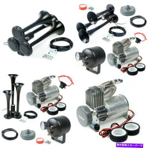 Train Horn GAz[gbNԃz[YLbg12{gw / 2LCk@3gybg135fVxUSA Air Horn Truck Train Horns Kit 12 Volt w/ 2L Air Compressor 3 Trumpet 135db USA