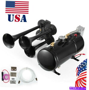 Train Horn 150DB 4gybgԃz[LbgԂ̃gbN12V̕č150 PSIGA[RvbT[ 150DB 4 Trumpet Train Horn Kit 150 PSI Air Compressor for Car Truck 12V US STOCK