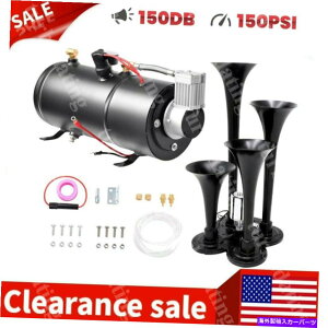 Train Horn Ԃ̗ԃgbNp150PSI 0.8G 4gybgGA[z[12VRvbT[Lbg^NQ[W 150PSI 0.8G 4 Trumpet Air Horn 12V Compressor Kit Tank Gauge for Car Train Truck