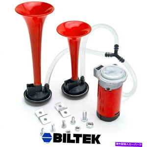 Train Horn ���b�h12V 135�f�V�x�������ԃg���b�N��ԃ{�[�g�I�[�g�o�CRV���E�h�f���A���g�����y�b�g�G�A�z�[���L�b�g Red 12V 135dB Car Truck Train Boat Motorcycle RV Loud Dual Trumpet Air Horn Kit �y���s�A���i