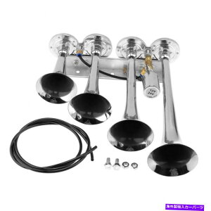 Train Horn 185DB 12V�l4�g�����y�b�g�X�[�p�[���E�h�J�[�G���N�g���b�N�z�[���g���b�N�{�[�g�g���C���X�s�[�J�[ 185DB 12V Four 4 Trumpets Super Loud Car Electric Horn Truck Boat Train Speaker �y���s�A���i�z
