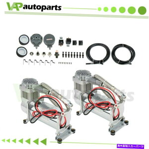 Train Horn fA200 PSI 12VGA[RvbT[Lbg̓dԃz[obOTXyVGAz[Lbg Dual 200 PSI 12V Air Compressor Kit For Train Horns Bag Suspension Air Horn Kit