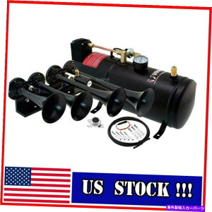 Train Horn gbN//sbNAbvEhVXe/ 1GGA^N/ 150PSI / 4gybĝ߂̗ԃz[Lbg Train Horn Kit for Truck/Car/Pickup Loud System /1G Air Tank /150psi /4 Trumpets