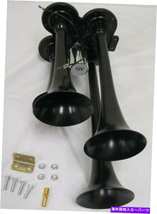 Train Horn ubN^12V 150DBRpNgQUAD 4ԃGAz[gbNs[^[rgt[gCi[ BLACK Metal 12V 150DB Compact QUAD 4 Train Air Horn Truck Peterbilt Freightliner