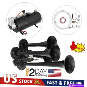 Train Horn 150DB 4gybgԃz[LbgԂ̃gbN12V̕č150 PSIGA[RvbT[ 150DB 4 Trumpet Train Horn Kit 150 PSI Air Compressor for Car Truck 12V US STOCK