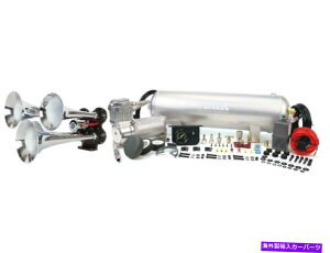 Train Horn HornBlastersNbhg[VIAIR 325CRvbT[VXeƃEhdԃGAz[Lbg HornBlasters Quad Tone Loud Train Air Horn Kit with VIAIR 325C Compressor System