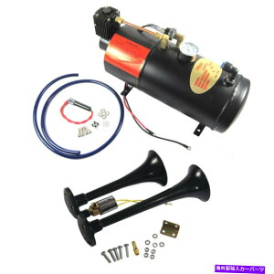 Train Horn ubNdԃz[LbgEh2gybgbg/ 120 PSIGARvbT[SȃVXe Black Train Horn Kit Loud 2 Trumpet w/ 120 PSI Air Compressor Complete System