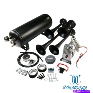 Train Horn 1.5G150PSIdԃz[LbgGA^N4gybĝ߂ɃgbN̎ԃZ~EhVXe 1.5G 150psi Train Horn Kit Air Tank 4 Trumpets For Truck Car Semi Loud System