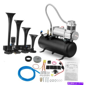 Train Horn 1.5K150PSICk@^NQ[Wbg/ 4gybgz[̂߂ɎSUVgC 1.5 Gallon 150PSI Air Compressor Tank Gauge w/ 4 Trumpets Horn For Car SUV Train
