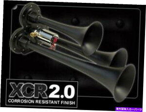 Train Horn �g���v���d��BLACK�G�A�z�[���O�g�����y�b�g�A14 1/4" �A11 1/2" ��9 1/4" ���� Triple Train BLACK Air Horn Three trumpets,14 1/4", 11 1/2" and 9 1/4" Length