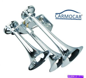 Train Horn VN[12VgvgybgdGA[z[152fVxȃEhTEhgC New Chrome 12v Triple Trumpet Electric Air Horn 152db Huge Loud Sound Train