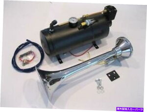Train Horn RvbT[bgN[^150 DBVOgybgLOUDdԃGAz[Lbg17" O Chrome Metal 150 DB Single Trumpet LOUD Train Air Horn Kit 17" Long w Compressor