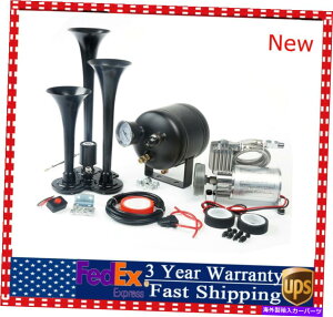 Train Horn 3gybgdԃGAz[Lbg12V 150PSI 2bg135fVxRvbT[Ԃ̃gbN 3 Trumpet Train Air Horn Kit 12V 150PSI 2 Liters 135dB Compressor Car Truck
