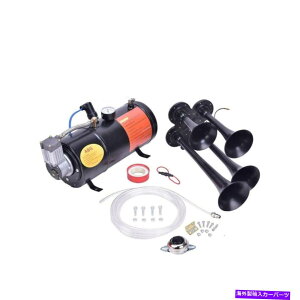 Train Horn 4 - gybg150psi̎ԗpGAVXe150fVx+ 3 L^12VdԃGAz[Lbg... 4-Trumpet 150 psi Air System 150dB+ 3 L Metal 12V Train Air Horn Kit for car ...