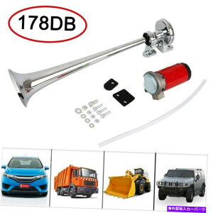 Train Horn 178DB 12VX[p[EhGAz[RvbT[VOgybgLbgԂ̃gbNԃ{[g 178DB 12V Super Loud Air Horn Compressor Single Trumpet Kit Car Truck Train Boat