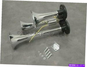 Train Horn �f�B�[�vLOUD�N���[�����^��12V 118DB�g���v���g�����y�b�g�g���b�N�G�A�[�X���[�z�[���𐁂������܂� Deep LOUD Chrome Metal 12V 118DB Triple Trumpet Truck Air Three Horn Blow Out