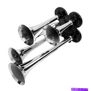 Train Horn GARvbT[X@[̂߂12V / 24Vԃ{[g4gybgԃGAz[150fVx 12V/24V Car Boat 4 Trumpet Train Air Horn 150db for Air Compressor Sliver