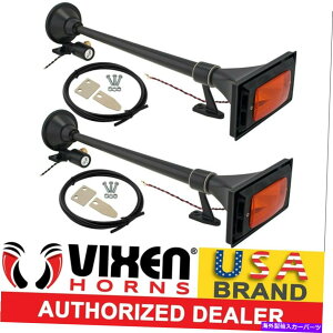 Train Horn �{�[�g/�g���b�N���E�h�T�E���h�p�h��VIXEN HORNS�d�ԃG�A�z�[��2�g�����y�b�g�u���b�N VIXEN HORNS Train Air Horn 2 Trumpets Black Waterproof for Boat/Truck Loud Sound �y���s�A���i�z