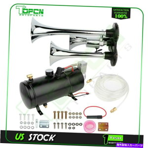 Train Horn 150fVx3̃gybgԃGAz[Lbg12V 150 PSIGARvbT[GAVXe 150dB 3 Trumpets Train Air Horn Kit With 12V 150 PSI Air Compressor Air System