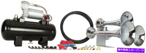 Train Horn HornBlastersAEg[N[127H / 275CRvbT[WEhdԃGAz[Lbg HornBlasters Outlaw Chrome 127H Loud Train Air Horn Kit w/ 275C Compressor
