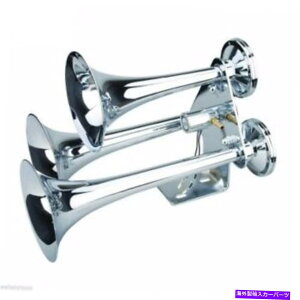 Train Horn �V�g���v���g�����y�b�g��LOUD�N���[���d�C�g���C�R�[�h�G�A�z�[���g���b�N�^�]��g���C�����|���b�V�� New Triple Trumpet Polished Chrome Electric Tri Cord Air Horn Trucker Train LOUD �y���s�A���i�z