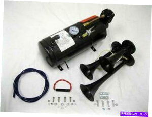 Train Horn ubN^12V 150DBgvgybgԃGAz[150 PSIubNGA[RvbT[ BLACK Metal 12V 150DB Triple Trumpet Train Air Horn 150 PSI Black Air Compressor