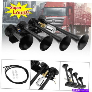 Train Horn �Ԃ̎ԗ��g���b�N��Ԃ̃{�[�g�̂��߂�12V / 24V 185�f�V�x���X�[�p�[���E�h�l�g�����y�b�g�G�A�z�[�� 12V/24V 185dB Super Loud Four Trumpet Air Horn for Car Vehicle Truck Train Boat �y���s�A���i�z