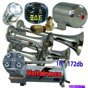Train Horn 14" dԃGA4z[XCb`tBbg172 DBNbhgybgD 12V D 12V 172 DB Quad Trumpet 14" Train Air 4-Horn Switch FITs shown