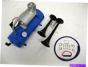 Train Horn LOUDubN12V 120 DBfAgybgԃGAz[+ 120psiu[GARvbT[ Black 12V 120 DB Dual Trumpet LOUD Train Air Horn + 120psi Blue Air Compressor